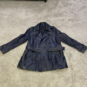 lightly worn, 3qtr length, leather coat !